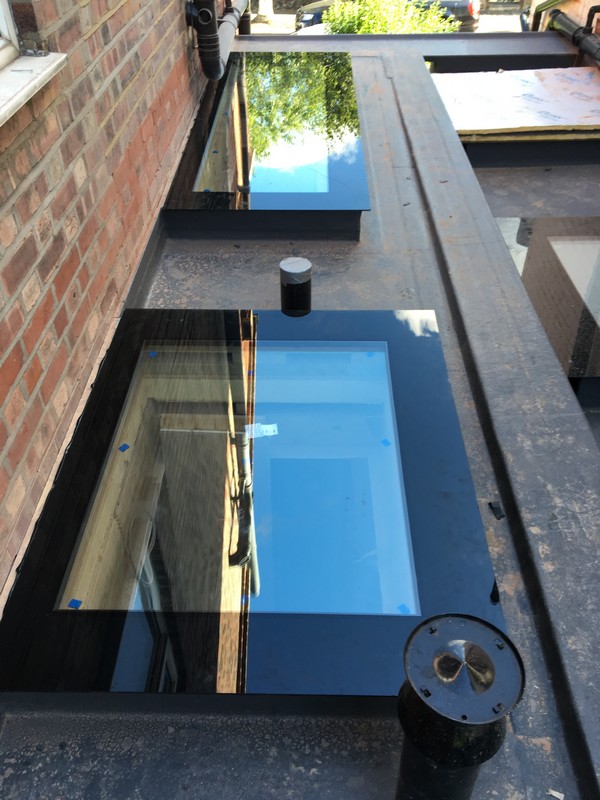 Multiple flat roof skylights on extension in Shoreditch